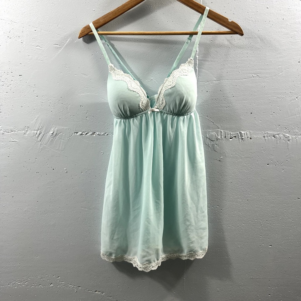 Babydoll Donatella Nightie Gown Lingerie Sm Baby Blue Sheer Lace Sexy Feminine